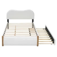 Letto imbottito 140x200 cm con letto estraibile, senza materasso, Bianco