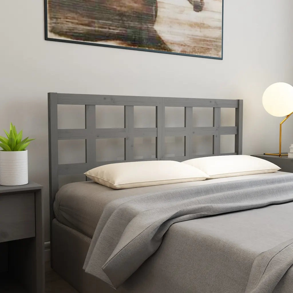 Testiera Letto Grigia 156x4x100 cm in Legno Massello di Pino 817897