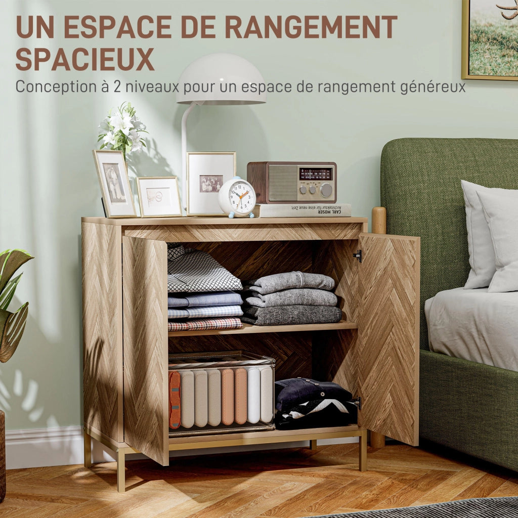 Cassettiera con 2 ante e ripiano regolabile ¨C zephmum ¨C 78x40x78 cm quercia