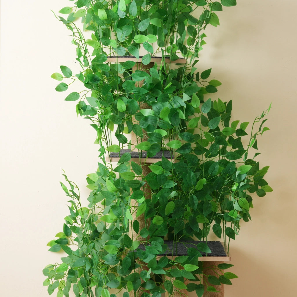 OKWISH Tiragraffi ad Albero, con 4 Piattaforme e Cuccia, per Arrampicarsi e Nascondersi, MDF, Verde, 60 x 45 x 190 cm