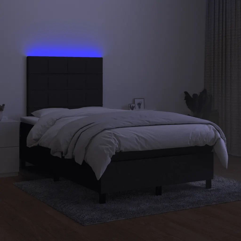 Letto a Molle con Materasso e LED Nero 120x190 cm in Tessuto 3270199