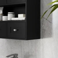 kleankin Armadio da Bagno da Parete con 2 Ante e 2 Cassetti 50,8x17,8x66 cm Nero
