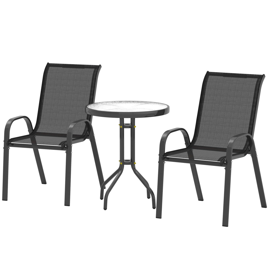 Set Giardino 3 Pezzi con Sedie e Tavolino ¨C Zephmum ¨C Acciaio Nero 54x71x93 cm ?60x71 cm