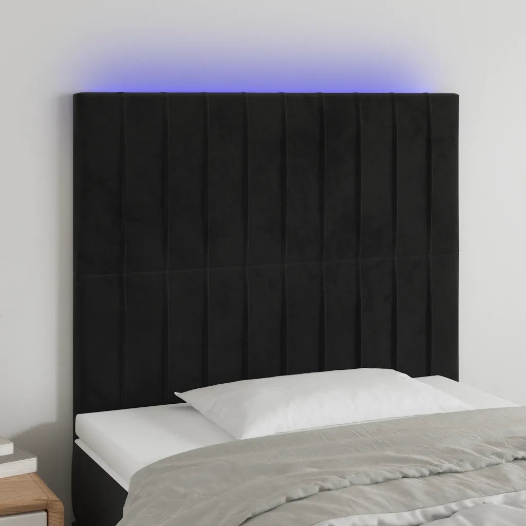 Testiera | Testata a LED Nera 100x5x118/128 cm in Velluto