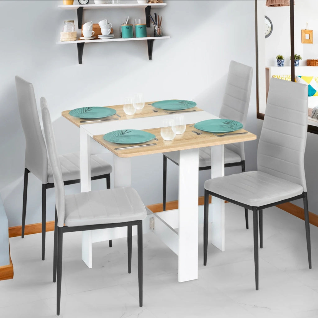 IDMarket - Tavolo consolle pieghevole EDI 2-4 persone piano in legno di faggio bianco
