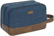 Borsa da bagno per uomini, Kit da toeletta in tela, Borsa impermeabile in pelle vegetale per articoli da toeletta e da bagno (blu)