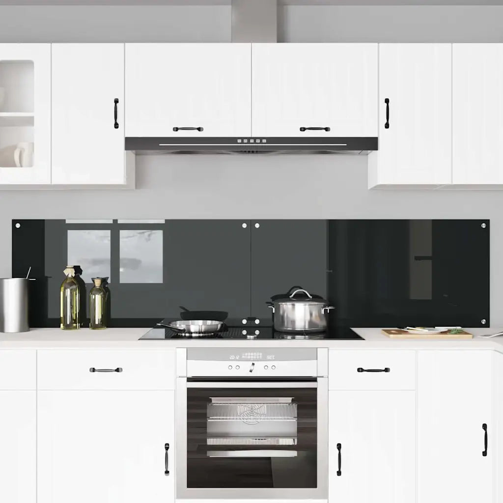 Rivestimento da Cucina 2 pz-Set di 2 Paraschizzi per Cucina Nero 110 x 50 cm vetro temperato