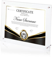 Certificato di Autenticità Transparante - Scatola Fotografica in Acrilico - Formato Rettangolare - 28 x 24,1 cm - Decorazione da Scrivania - Design senza Cornice