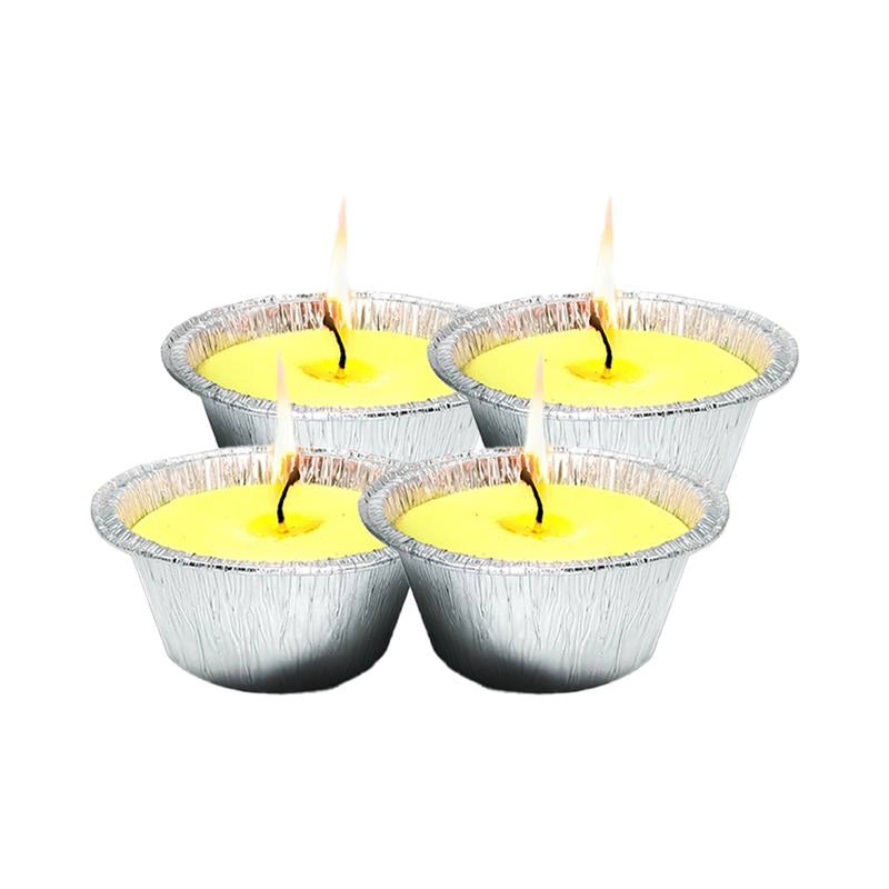 SET 12 CANDELE ALLA CITRONELLA BASE IN ALLUMINIO PER USO ESTERNO CON SPAGO DURATA +10H