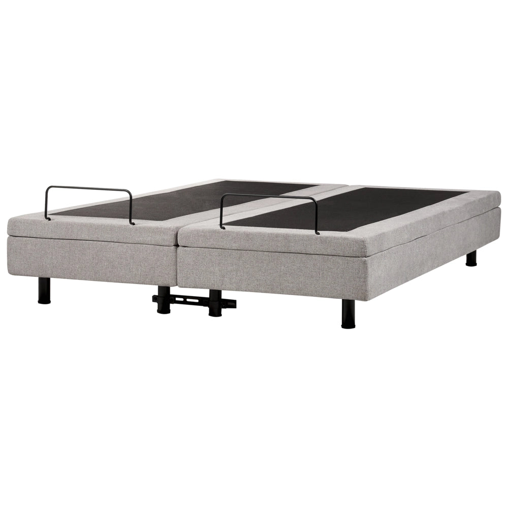 Letto elettrico matrimoniale tessuto grigio chiaro regolabile con telecomando senza testiera 180x200 cm stile moderno