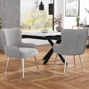 Set di 2 sedie da pranzo in velluto grigio con braccioli e gambe in metallo