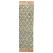 Tappeto Runner Verde e Beige Juta 80 x 300 cm Motivo geometrico Tessuto a mano Boho Corridoio Camera da letto