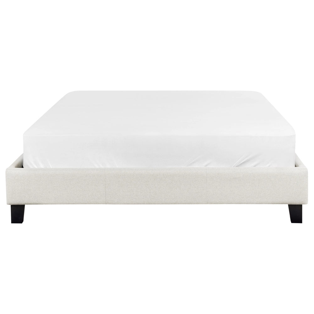 Letto matrimoniale 140 x 200 cm Rete a doghe in tessuto beige chiaro senza testiera