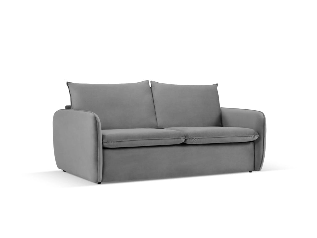 Cosmopolitan Design - Divano convertibile "Vienna" 3 posti in velluto grigio chiaro 
