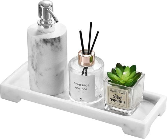Scatola di Stoccaggio per Vasca da Bagno - Scatola in Resina per Vanità - Scatola a Telaio in Marmo per Tovaglie Candelabri Sapone Asciugamano Pianta - Marmo Bianco