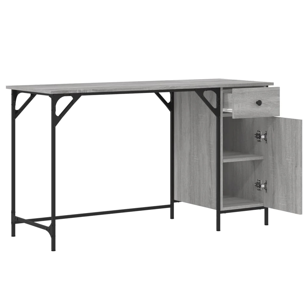Scrivania tavolo postazione di lavoro mobile per computer studio per computer Sonoma 131 x 48 x 75 cm legno ingegnerizzato grigio 02_0023763