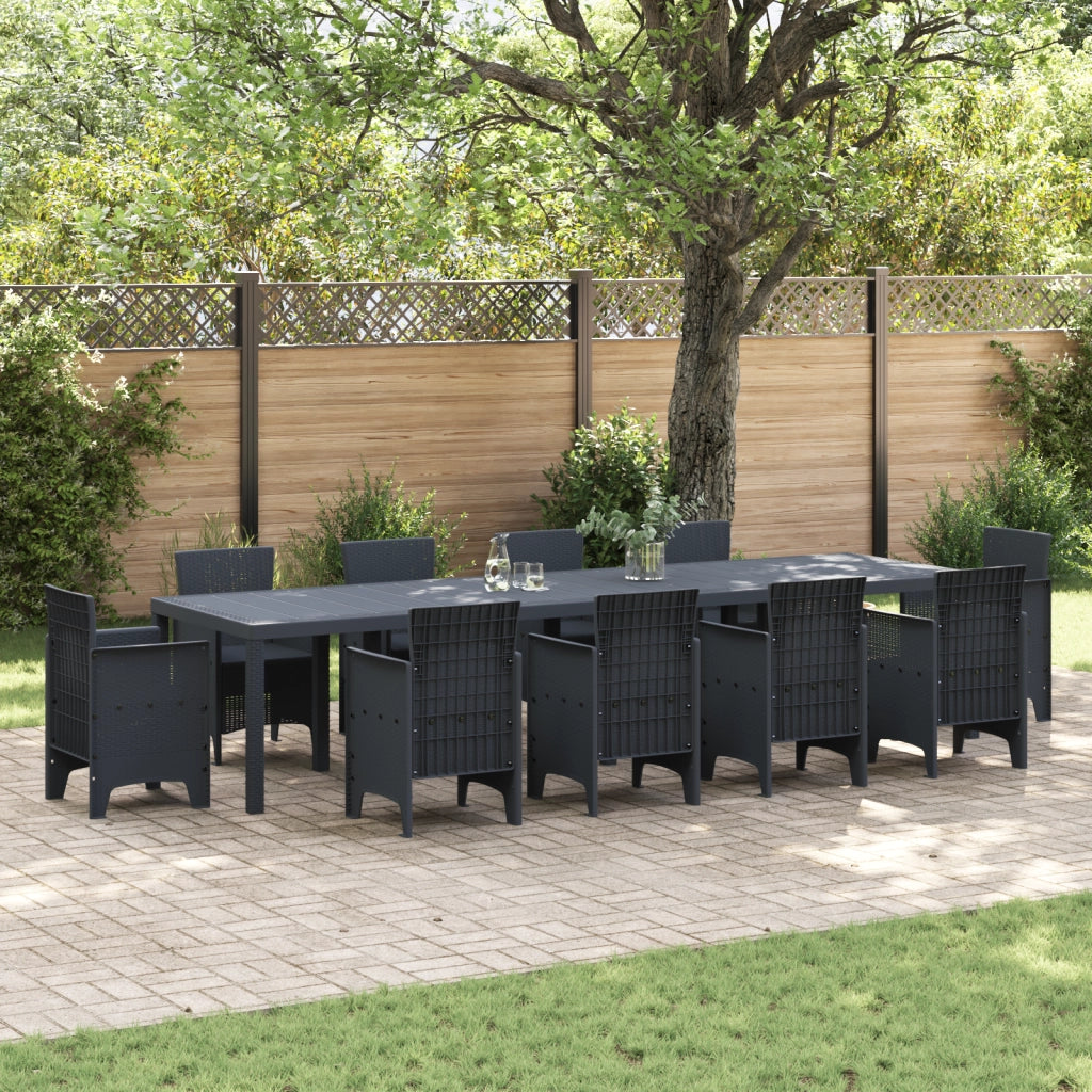Tavolo da Giardino Antracite 350x100x73 cm Poly Rattan
