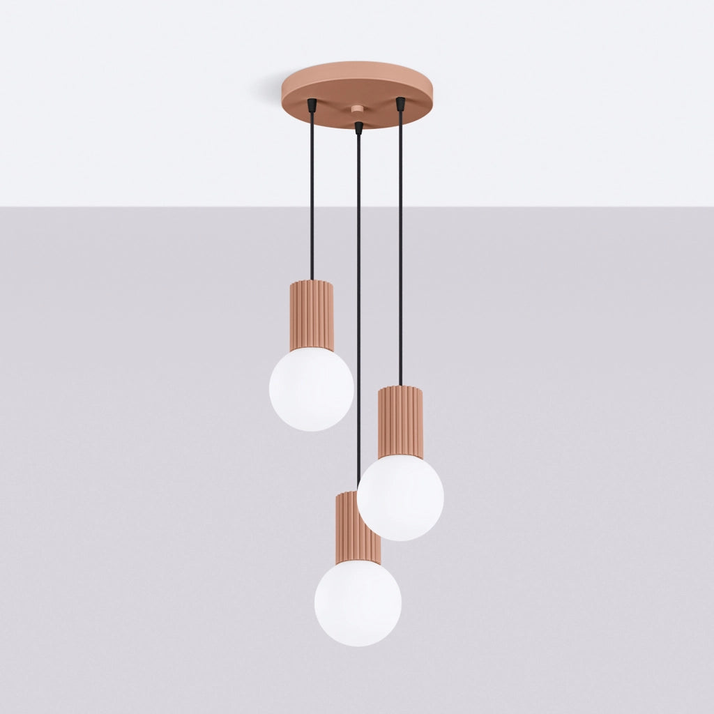 Lampada sospensione SFERA 3 luci vetro bianco mocca G9