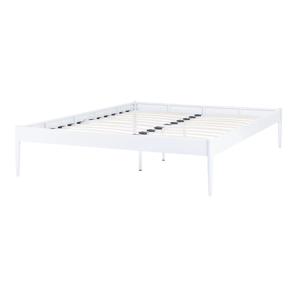 Letto matrimoniale con rete a doghe in metallo bianco 160 x 200 cm stile moderno industriale