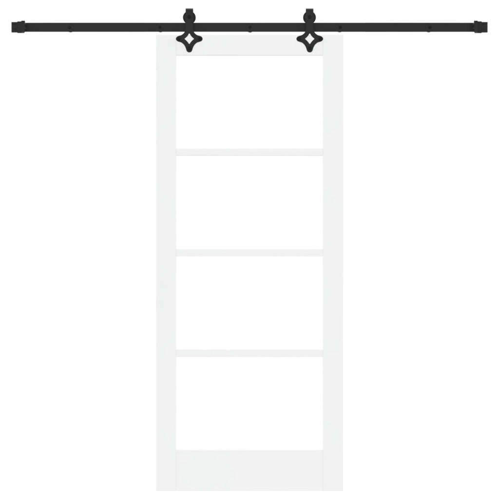 Porta scorrevole  con set hardware Bianco 83x202 cm Legno massello di pino