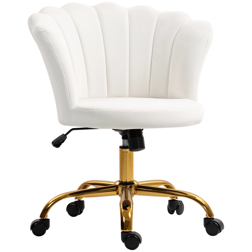 Sedia da scrivania in velluto ¨C Xylo ¨C Bianco con schienale a petalo regolabile 69x64x80-90cm