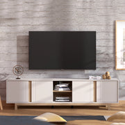 Capaci, Mobile Porta tv 2 Ripiani, 202x40x54h cm Bianco Crema