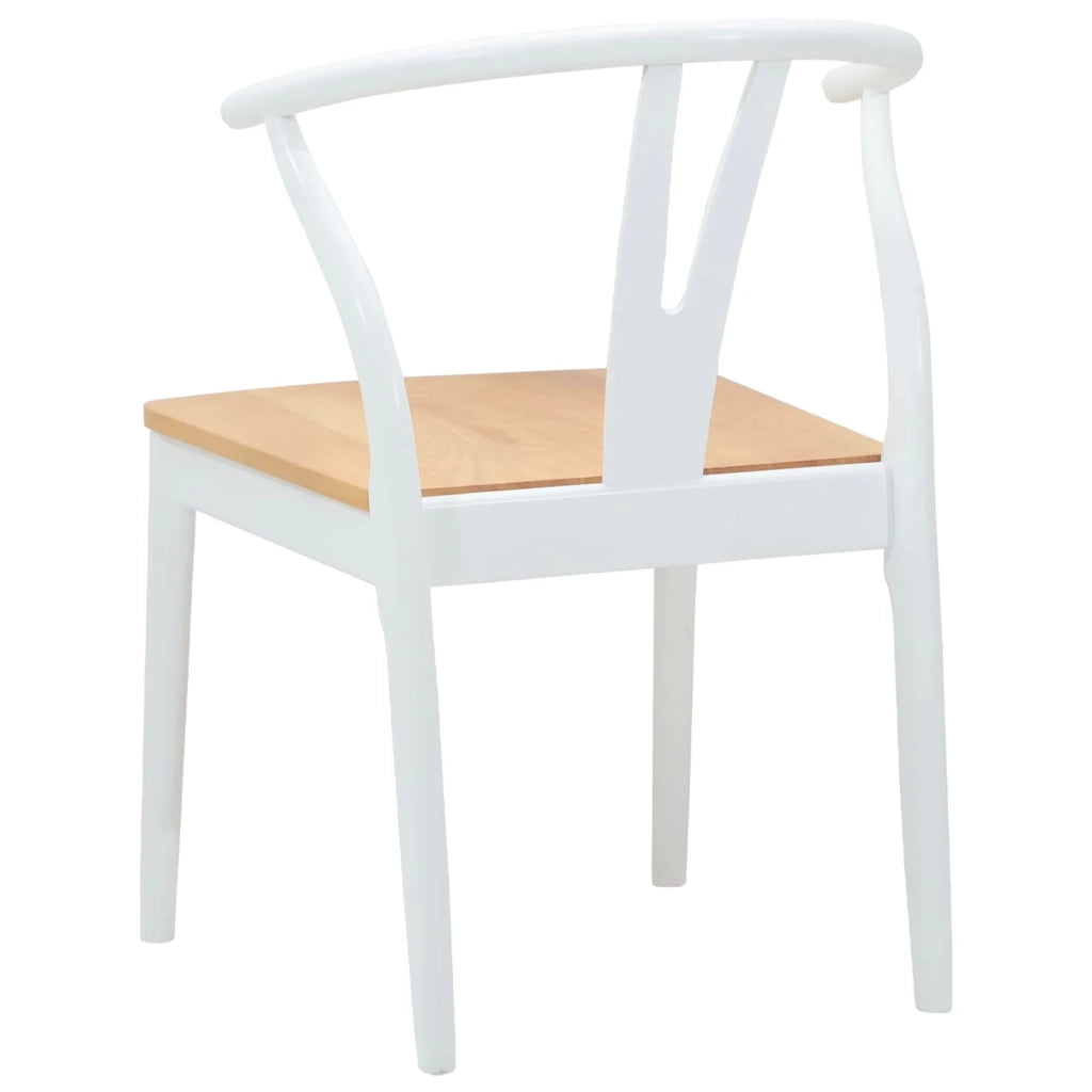 Sedia da pranzo 2 pcs Bianco e Naturale Legno di gomma solido