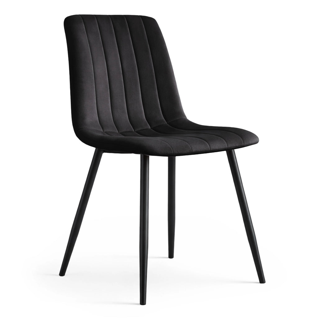 Sedia in velluto trapuntata LIVO Nero gambe nere
