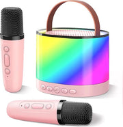 Kit di karaoke con microfono Bluetooth per bambini - microfoni wireless - altoparlante Bluetooth portatile - set di karaoke con illuminazione LED - regalo per bambini dai 3 ai 18 anni