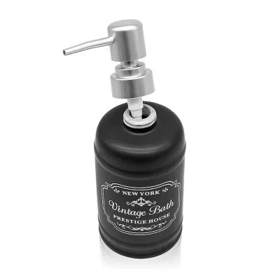 Set accessori bagno dispenser sapone e portaspazzolini in ceramica nera vintage