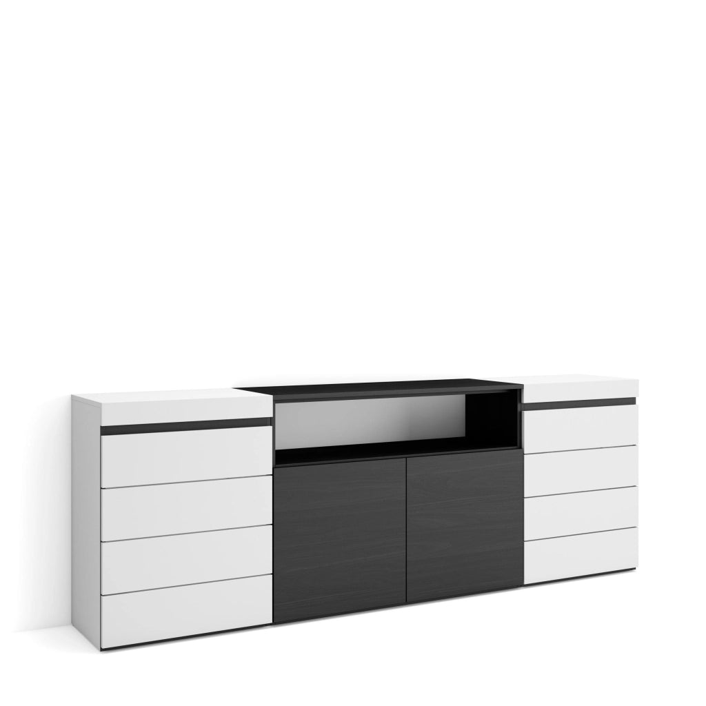 Cassettiera, 214x35x75cm, Camera da letto, Con Stoccaggio, Bianco e nero RF3423
