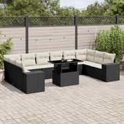 Set Divani da Giardino 11 pz con Cuscini in Polyrattan Nero 3269406