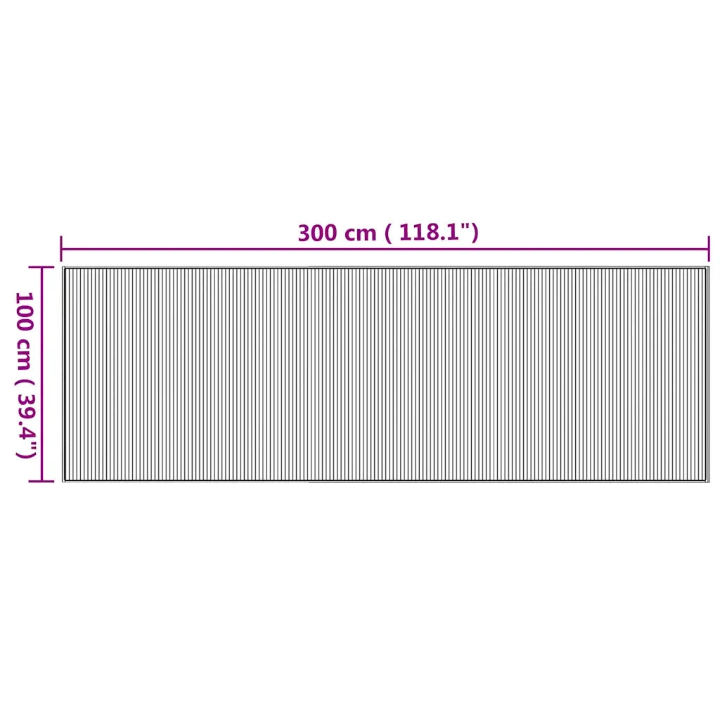 Tappeto Rettangolare Naturale 100x300 cm in Bambù 376949