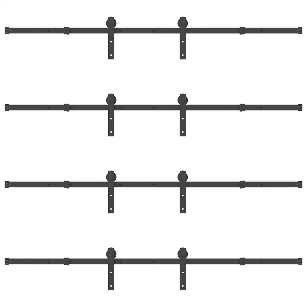 Kit di Binari per Porte Scorrevoli 400 cm Acciaio Nero 3295742