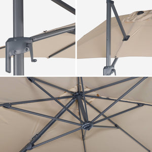 Ombrellone decentrato rettangolare 3x4m + 4 piastre di zavorra