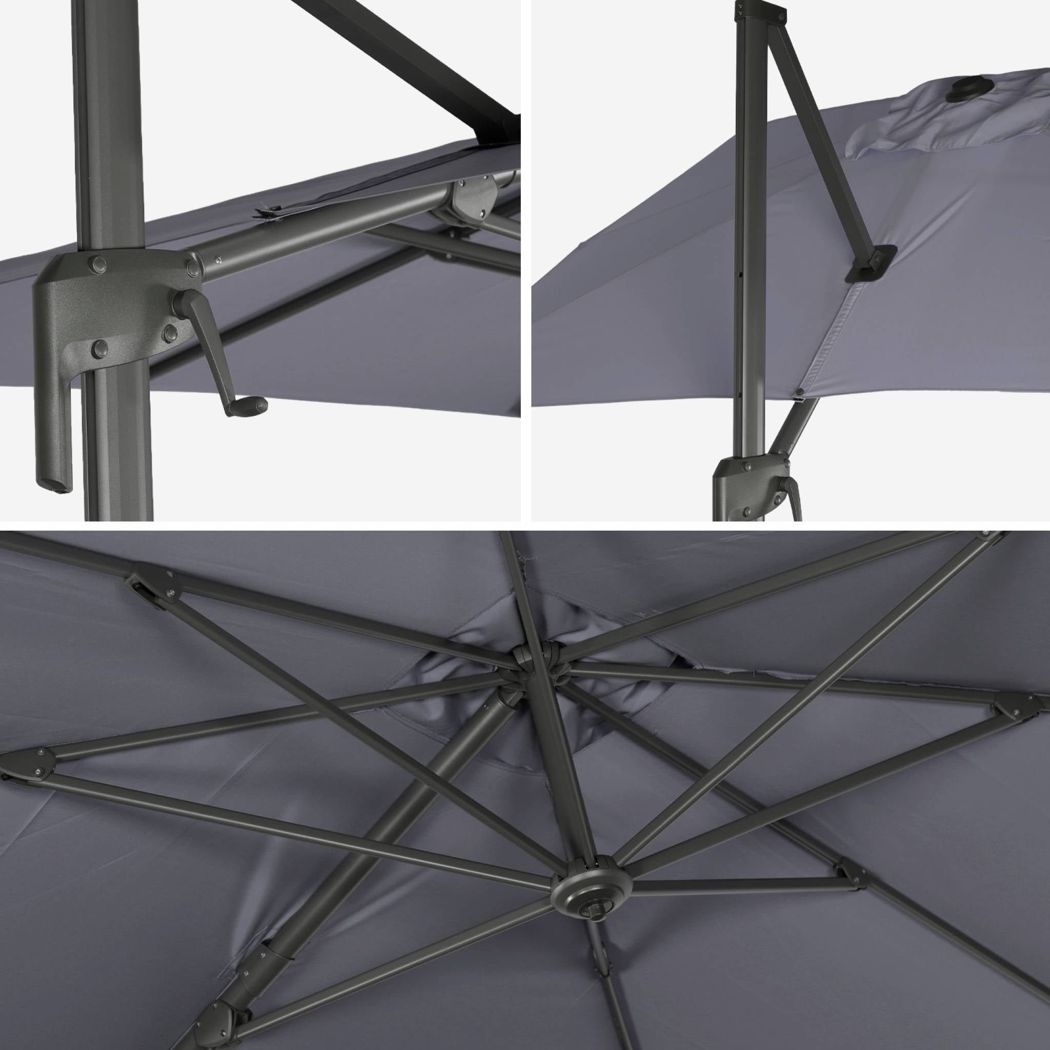 Ombrellone decentrato rettangolare 3x4m + 4 piastre di zavorra