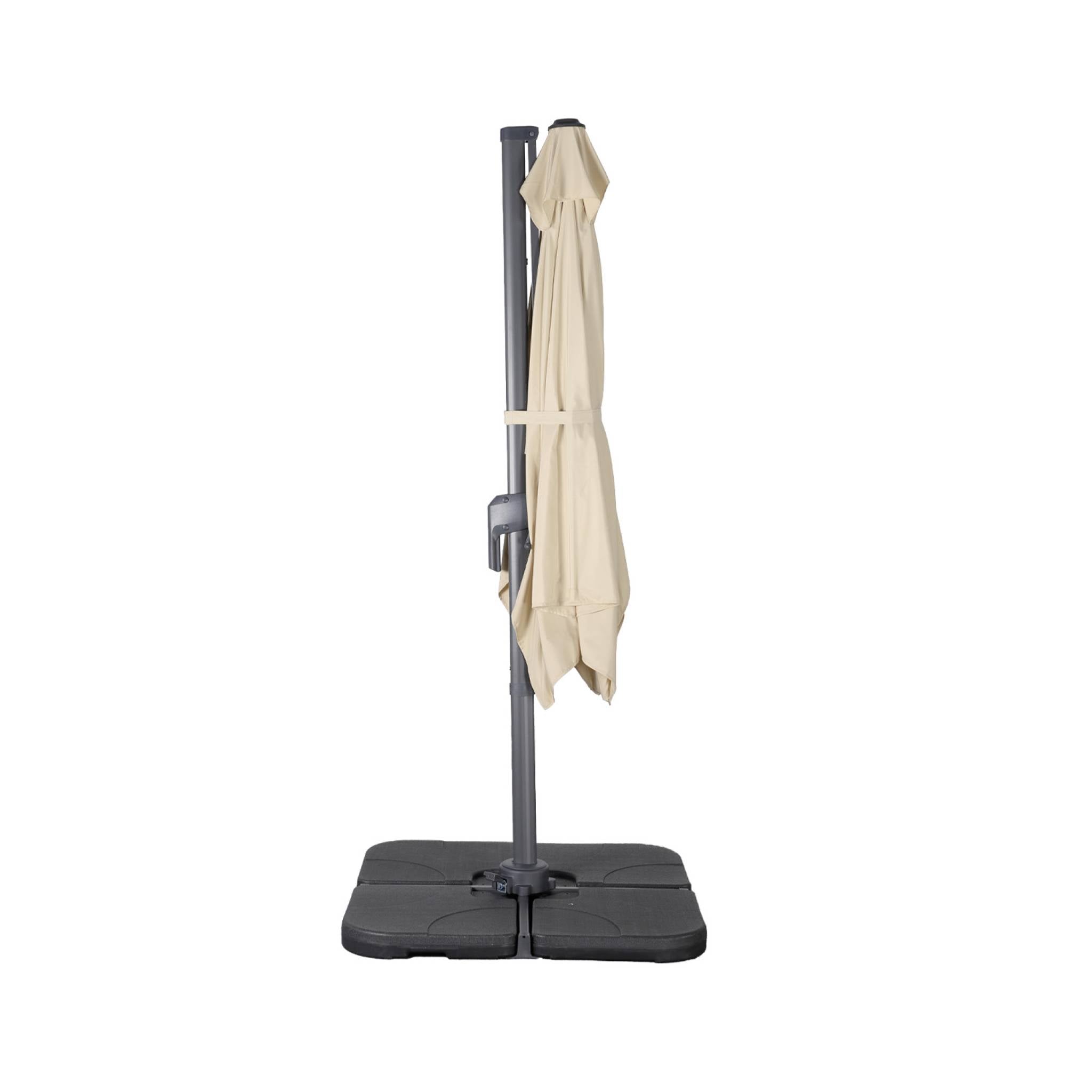 Ombrellone decentrato rettangolare 3x4m + 4 piastre di zavorra