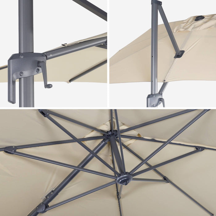 Ombrellone decentrato rettangolare 3x4m + 4 piastre di zavorra