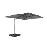 Ombrellone decentrato rettangolare 3x4m + piastre di zavorra 50x50cm,