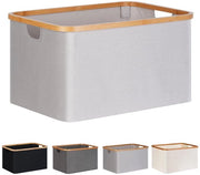Wastino Opvougbile 60L, contenitore opvougbile in bambù, contenitore per bucato, contenitori per bucato per camera da letto e bagno (grigio chiaro)