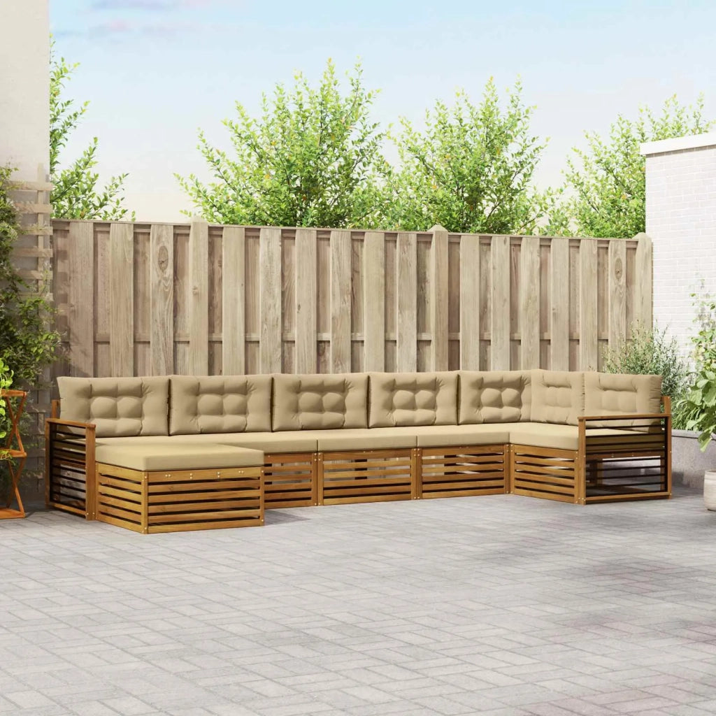 Set di divani da esterno con cuscino 7 pcs Naturale e Beige