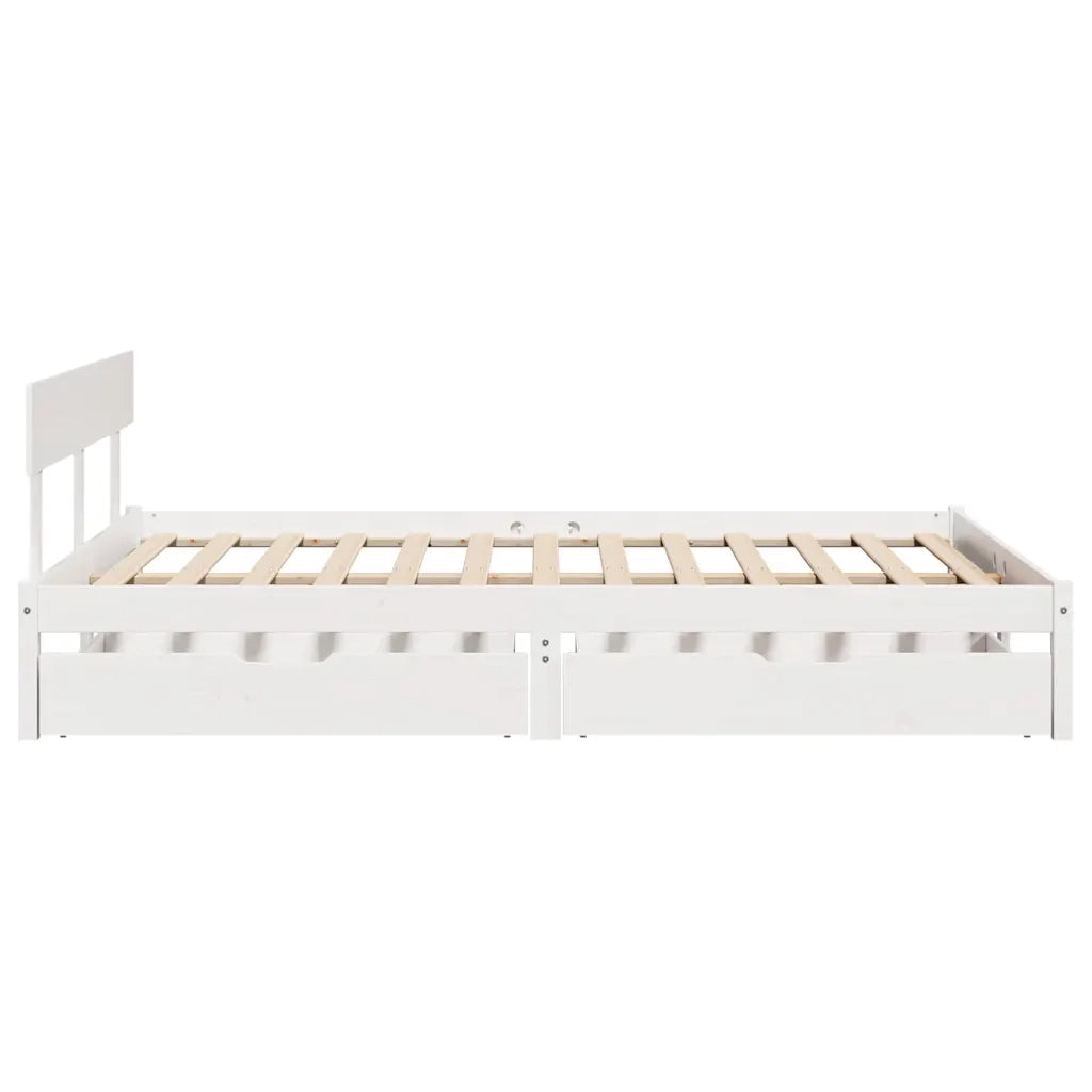 Letto senza Materasso-Struttura Letto Bianco 150x200 cm Legno Massello di Pino 742985