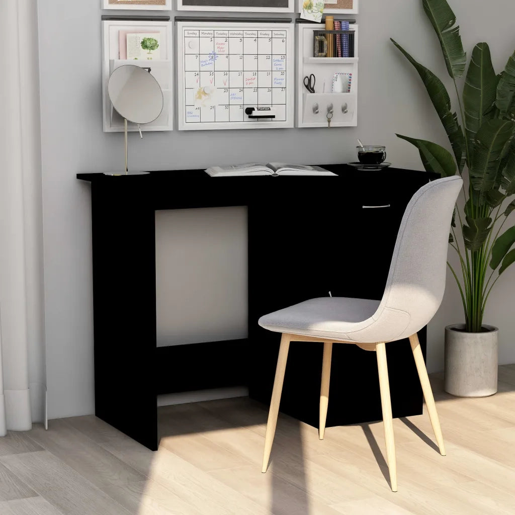 Scrivania | Tavolo da Ufficio Nera 100x50x76 cm in Legno Multistrato