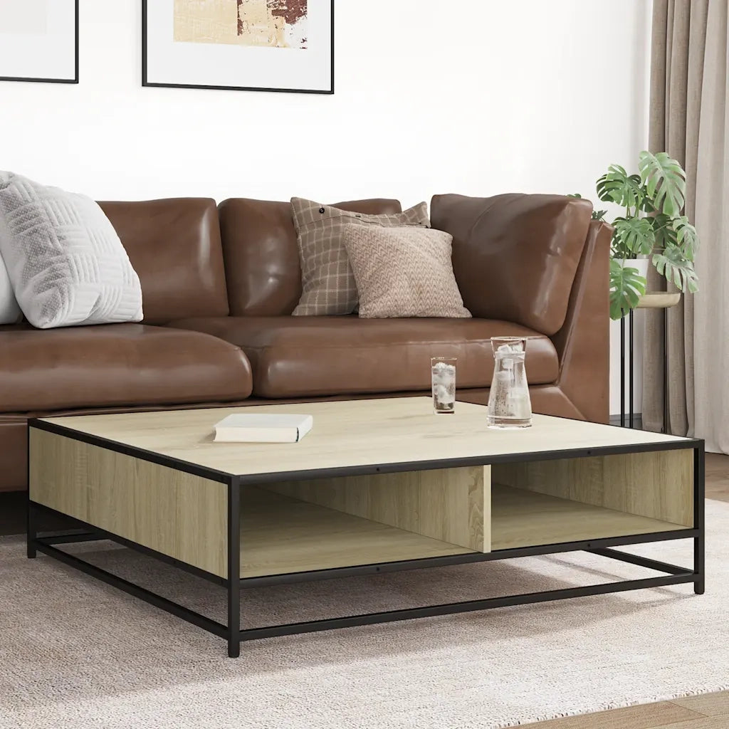 Tavolino Rovere Sonoma 100x100x30 cm in Truciolato e Metallo 848775