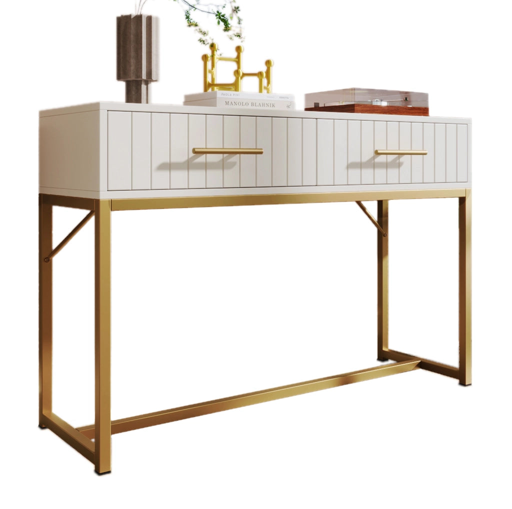 Toeletta bianca moderna con 2 cassetti, 100 x 45 x 75 cm