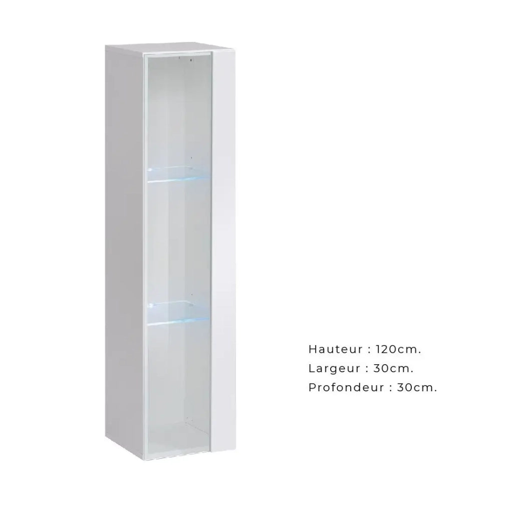 Vetrina sospesa – Bianco – Collezione SWITCH – Porta in vetro e LED inclusi – Modello piccolo