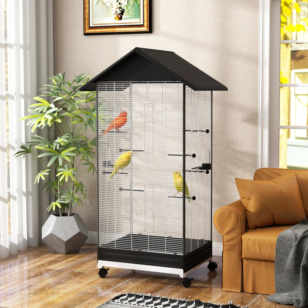 Gabbia per Uccelli con Ruote ¨C Zephmum ¨C 79x65x155 cm Nero