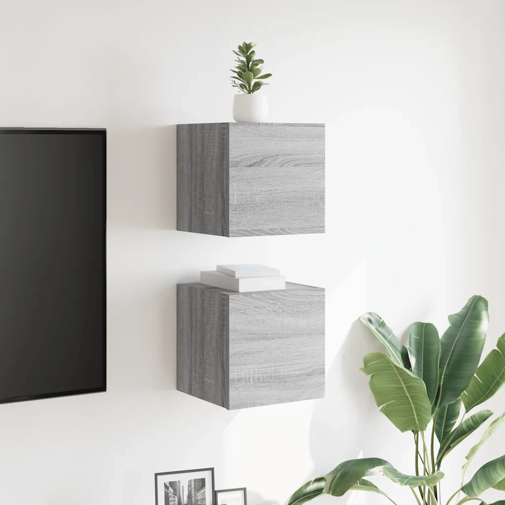 Armadietti TV Montati a Parete 2pz Grigio Sonoma 30,5x30x30 cm cod mxl 16480