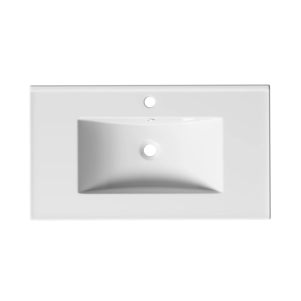 Mobile sottolavabo con 3 cassetti e anta; lavabo in ceramica - bianco - 81×47×86 cm