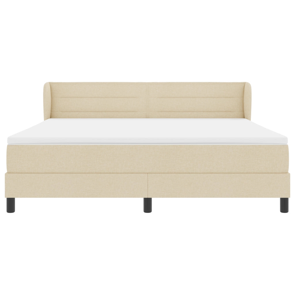 Letto Box Spring con Materasso Crema 180x200 cm Tessuto